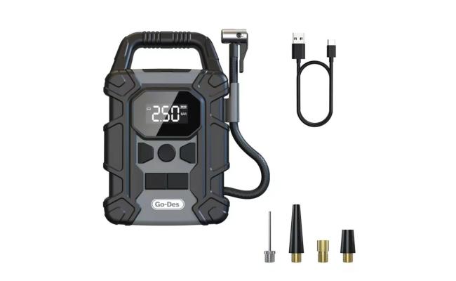Go-Des Outdoor Power Bank 7500mah cordless Intelligent digital car tire air Inflator automatic real time air pressure detection